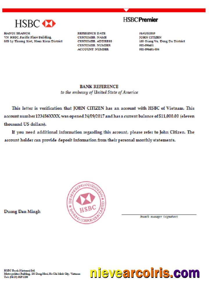 Vietnam HSBC bank reference